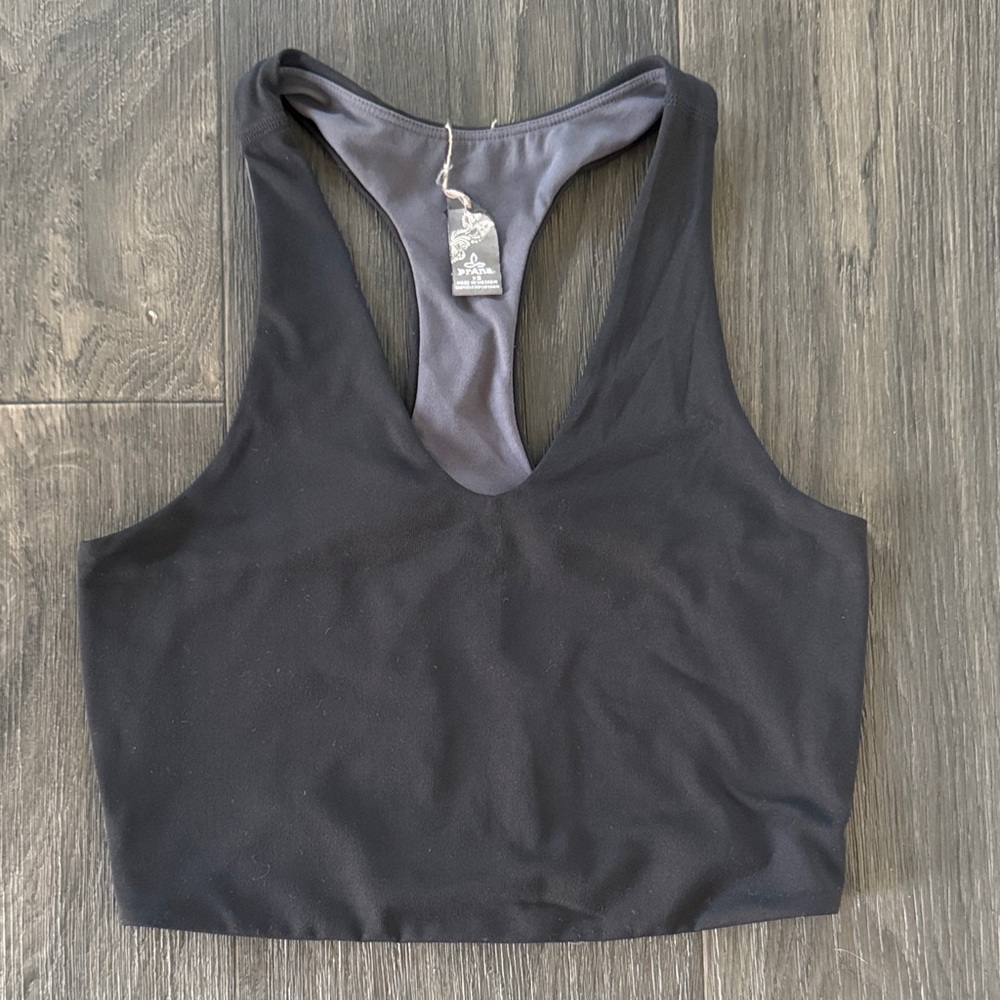 Prana Reversible Charcoal Black Racerback Yoga Crop Top XS